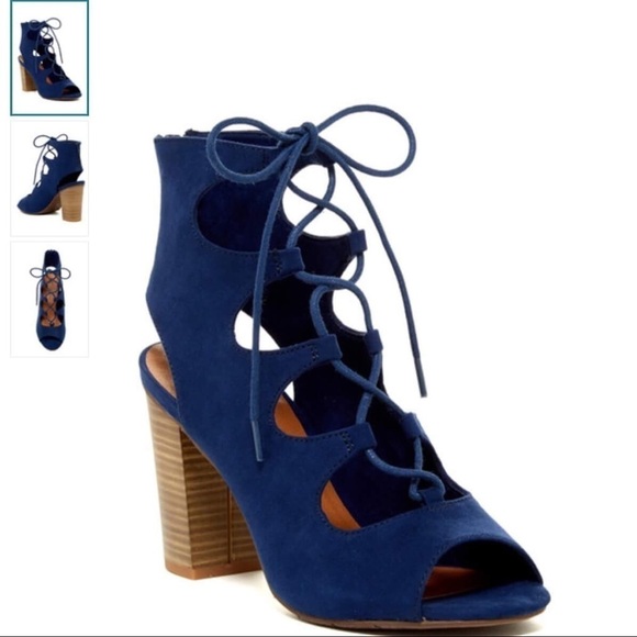 BC Vivacious Indigo Vegan V-Suede Lace Up Sandal - Picture 1 of 5